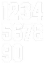 Nažehlovací čísla na dresy sada - bílá výška 15 cm